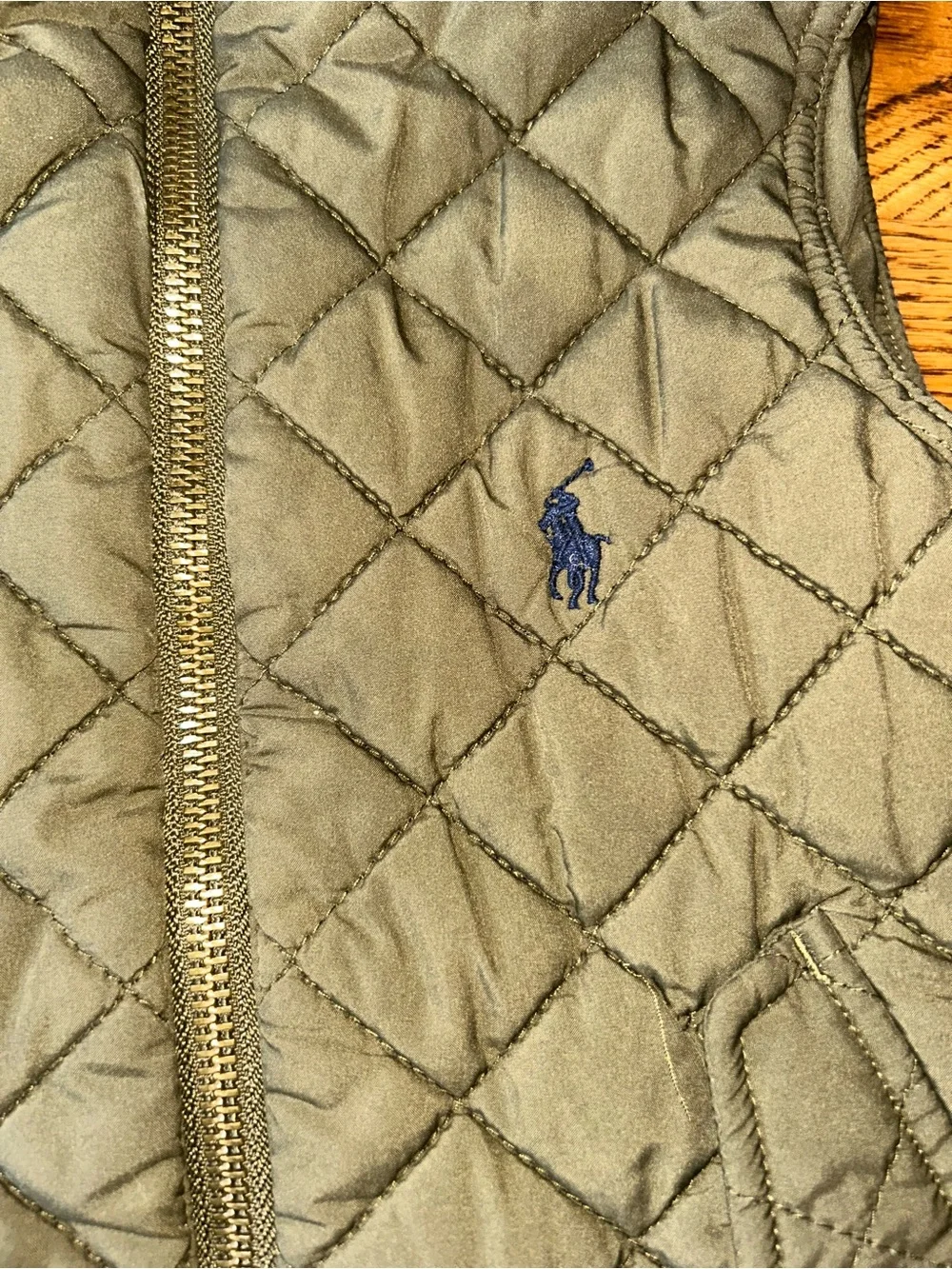 Ralph Lauren Olive Green Quilted Kids Vest